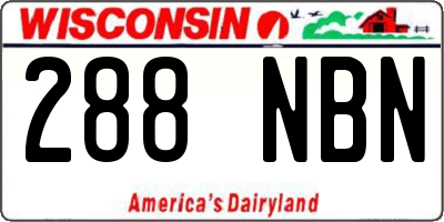 WI license plate 288NBN