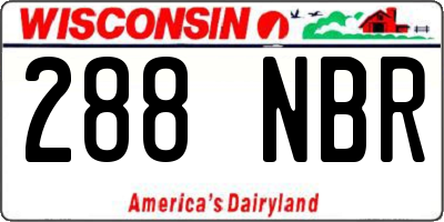 WI license plate 288NBR