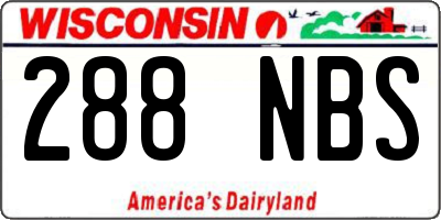 WI license plate 288NBS