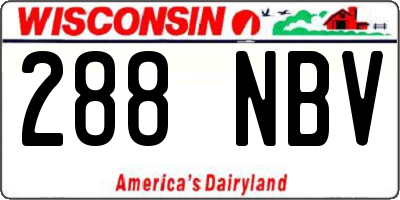 WI license plate 288NBV