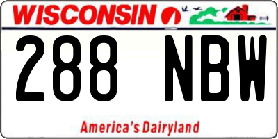 WI license plate 288NBW