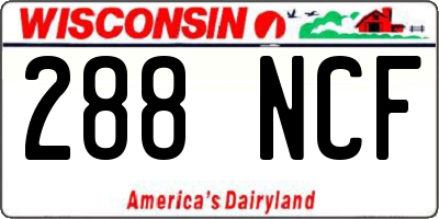 WI license plate 288NCF