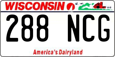 WI license plate 288NCG