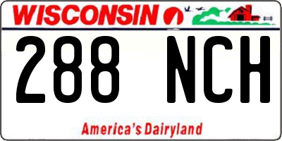 WI license plate 288NCH