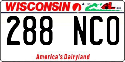WI license plate 288NCO