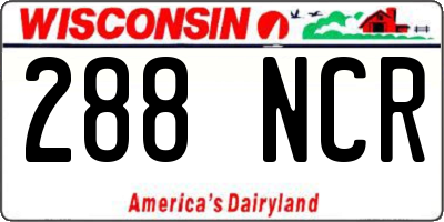 WI license plate 288NCR