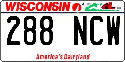 WI license plate 288NCW