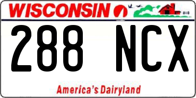 WI license plate 288NCX
