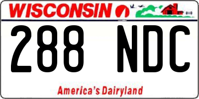 WI license plate 288NDC