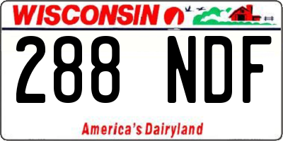 WI license plate 288NDF