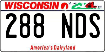 WI license plate 288NDS