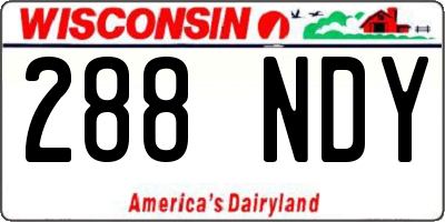 WI license plate 288NDY