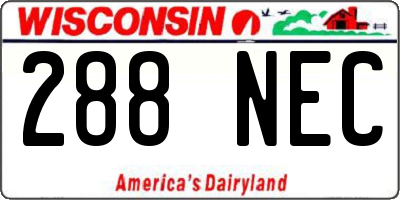 WI license plate 288NEC