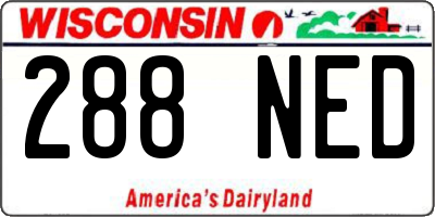 WI license plate 288NED
