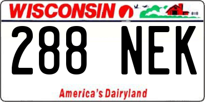 WI license plate 288NEK