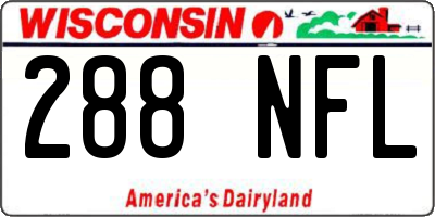 WI license plate 288NFL