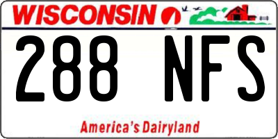 WI license plate 288NFS
