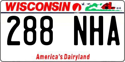 WI license plate 288NHA