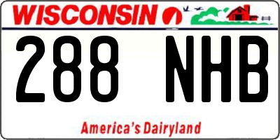 WI license plate 288NHB