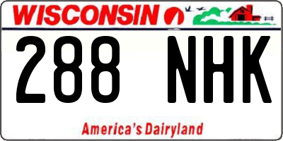 WI license plate 288NHK