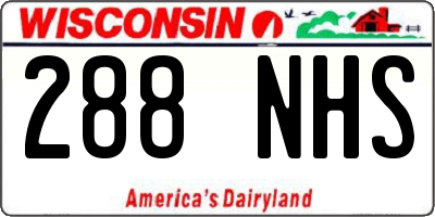 WI license plate 288NHS