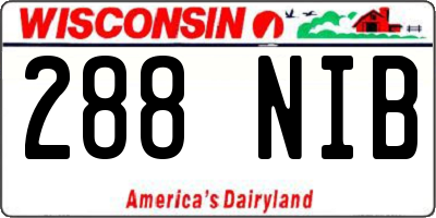 WI license plate 288NIB