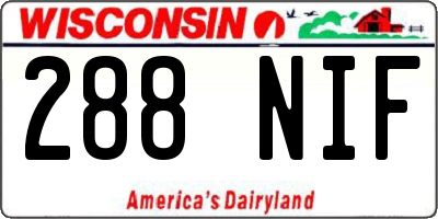 WI license plate 288NIF