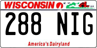 WI license plate 288NIG