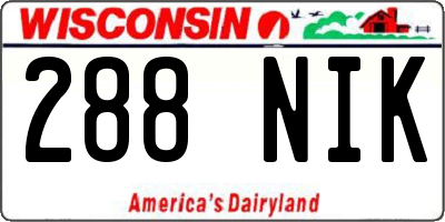 WI license plate 288NIK