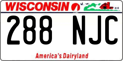 WI license plate 288NJC