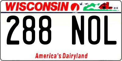 WI license plate 288NOL