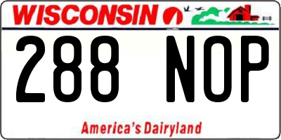 WI license plate 288NOP