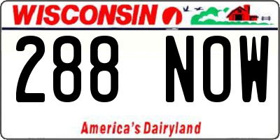 WI license plate 288NOW