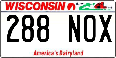 WI license plate 288NOX