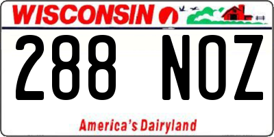 WI license plate 288NOZ