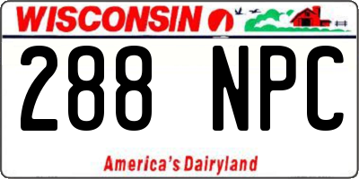 WI license plate 288NPC