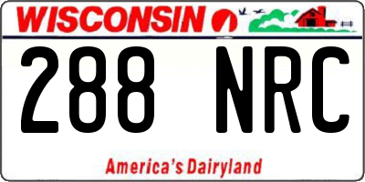 WI license plate 288NRC
