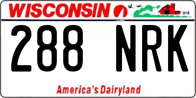 WI license plate 288NRK