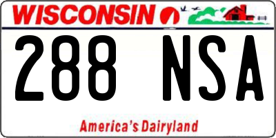 WI license plate 288NSA