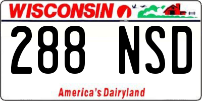WI license plate 288NSD