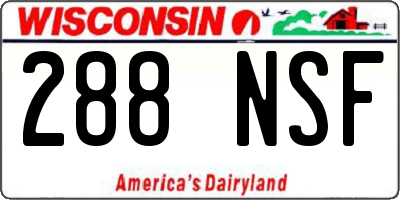 WI license plate 288NSF