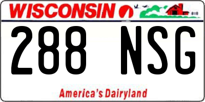 WI license plate 288NSG