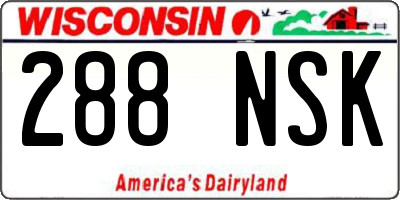 WI license plate 288NSK