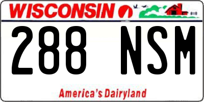 WI license plate 288NSM