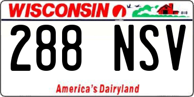 WI license plate 288NSV