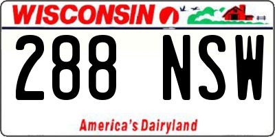 WI license plate 288NSW