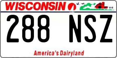 WI license plate 288NSZ