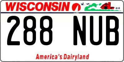 WI license plate 288NUB