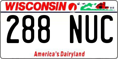 WI license plate 288NUC