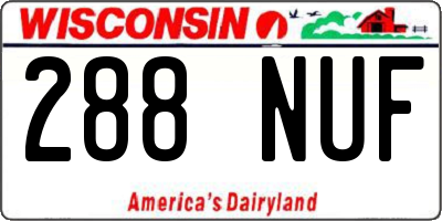 WI license plate 288NUF